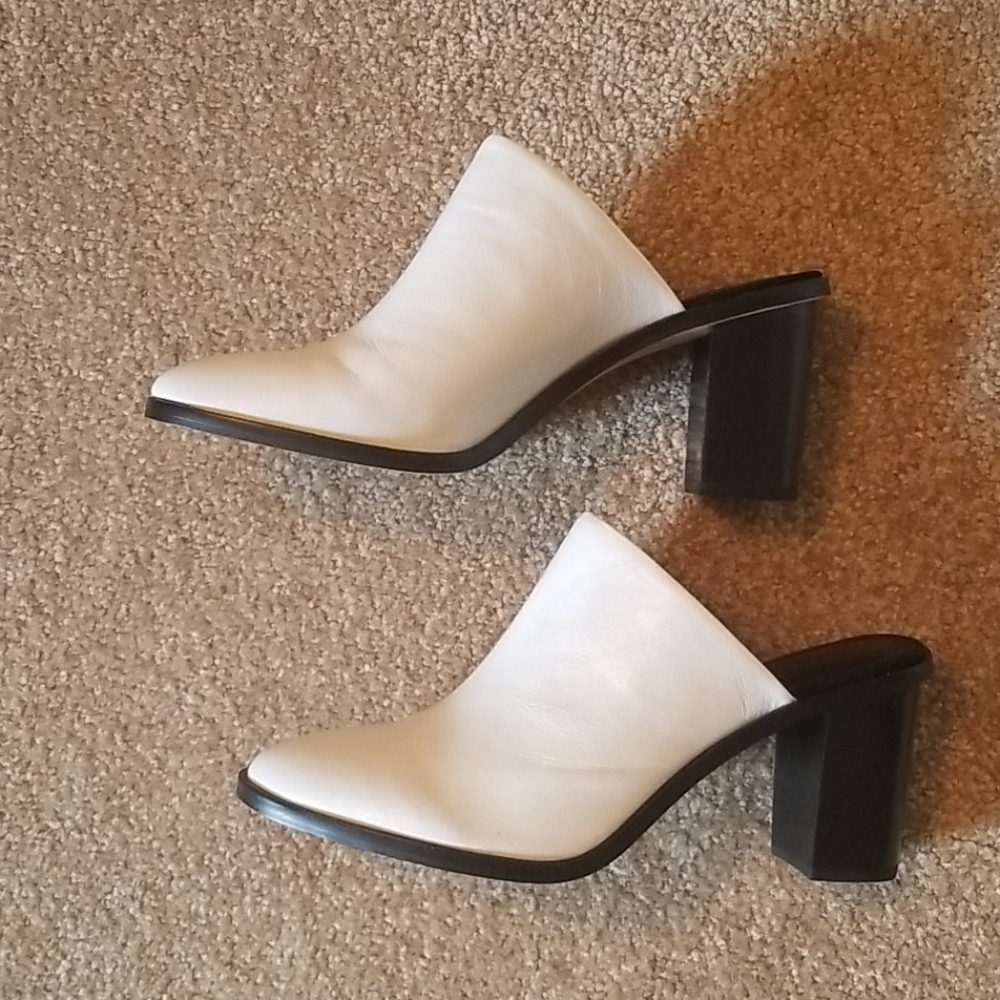 Rebecca Minkoff white leather mules SALE